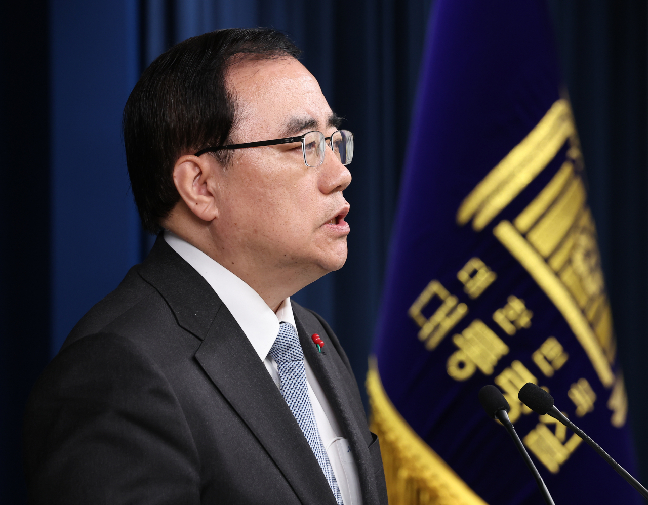 지난해 12월 김성한 국가안보실장이 28일 서울 용산 대통령실 청사에서 인도·태평양 전략 관련 브리핑을 하고 있다. [연합]