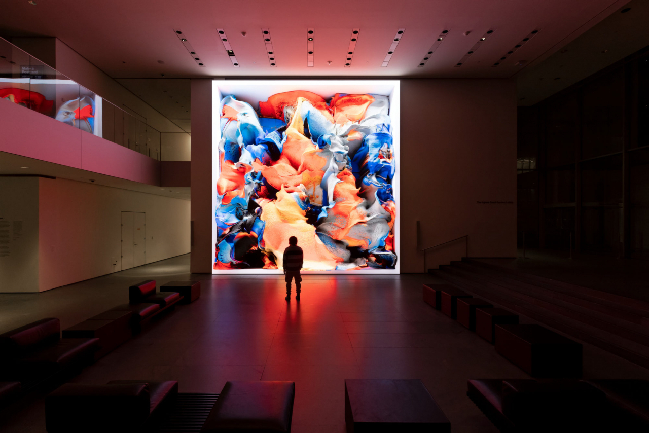 Installation view of Refik Anadol: Unsupervised, The Museum of Modern Art, New York, November 19, 2022 &ndash; April 15, 2023. &copy; 2023 The Museum of Modern Art. Photo: Robert Gerhardt