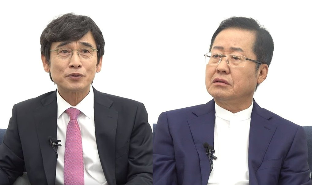 유시민 전 노무현재단 이사장(왼쪽)과 홍준표 대구시장 [연합]