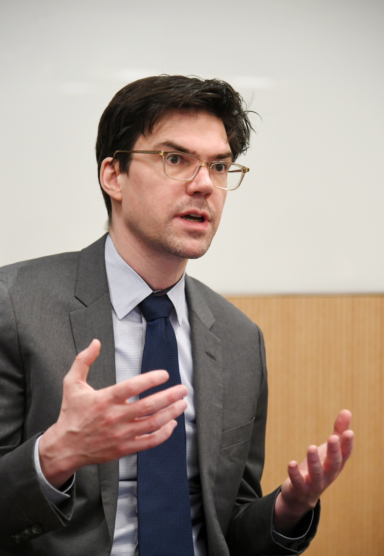 Simon Rein, senior program manager of Google Arts & Culture, speaks during an interview with a group of reporters on Tuesday in Seoul. (Google Arts & Culture)