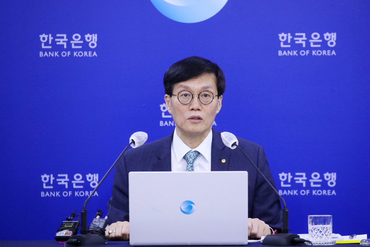 이창용 한국은행 총재가 23일 오전 서울 중구 한국은행에서 열린 통화정책방향 기자간담회에서 발언하고 있다. [사진=한국은행]