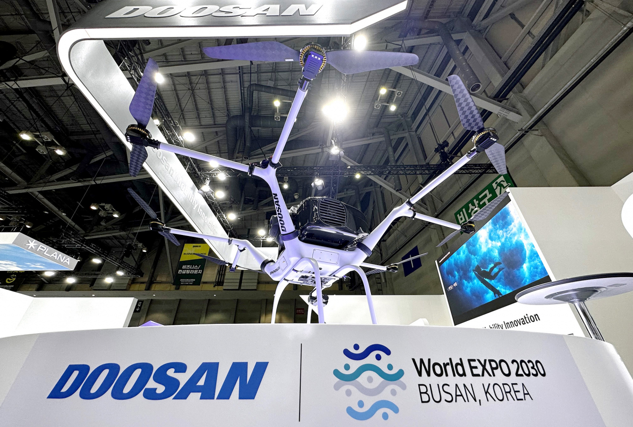두산모빌리티이노베이션이 ‘2023 드론쇼코리아’에서 선보인 신제품 수소드론 ‘DS30W’ [두산 제공]