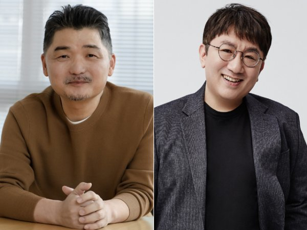 김범수 (왼쪽) 카카오 창업자, 방시혁 하이브 의장