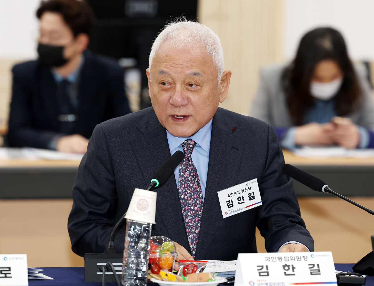 김한길 국민통합위원장이 28일 오전 인천시청에서 열린 ‘사회갈등 치유와 국민통합 증진을 위한 업무협약 및 지역협의회 출범식’에서 발언하고 있다. [연합]