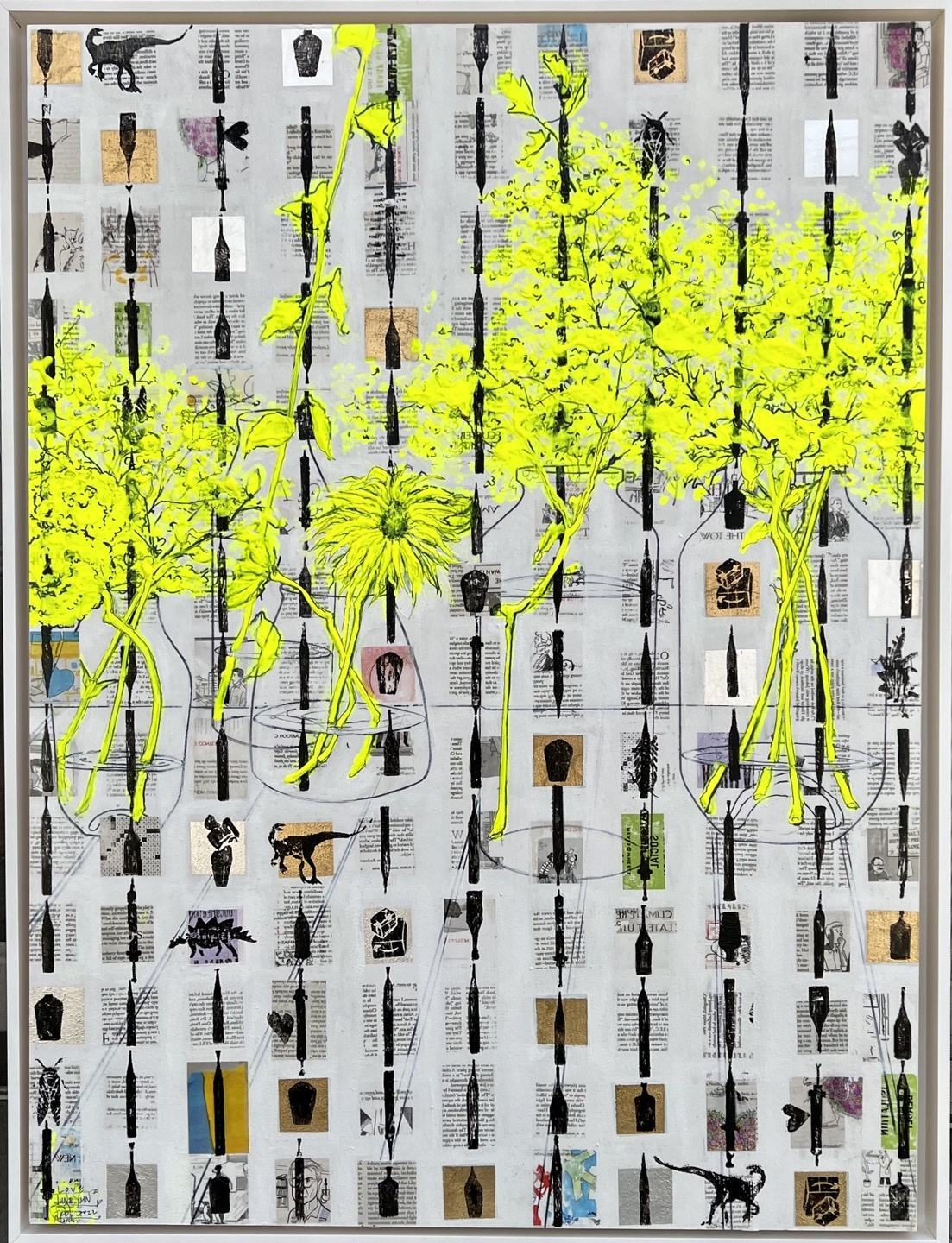 준 윤 작가의 작품 ‘A Message in a Bottle - Citrus Spring is in the Air’. 2022년 작. 102X76㎝. Mixed media on Wooden borad.