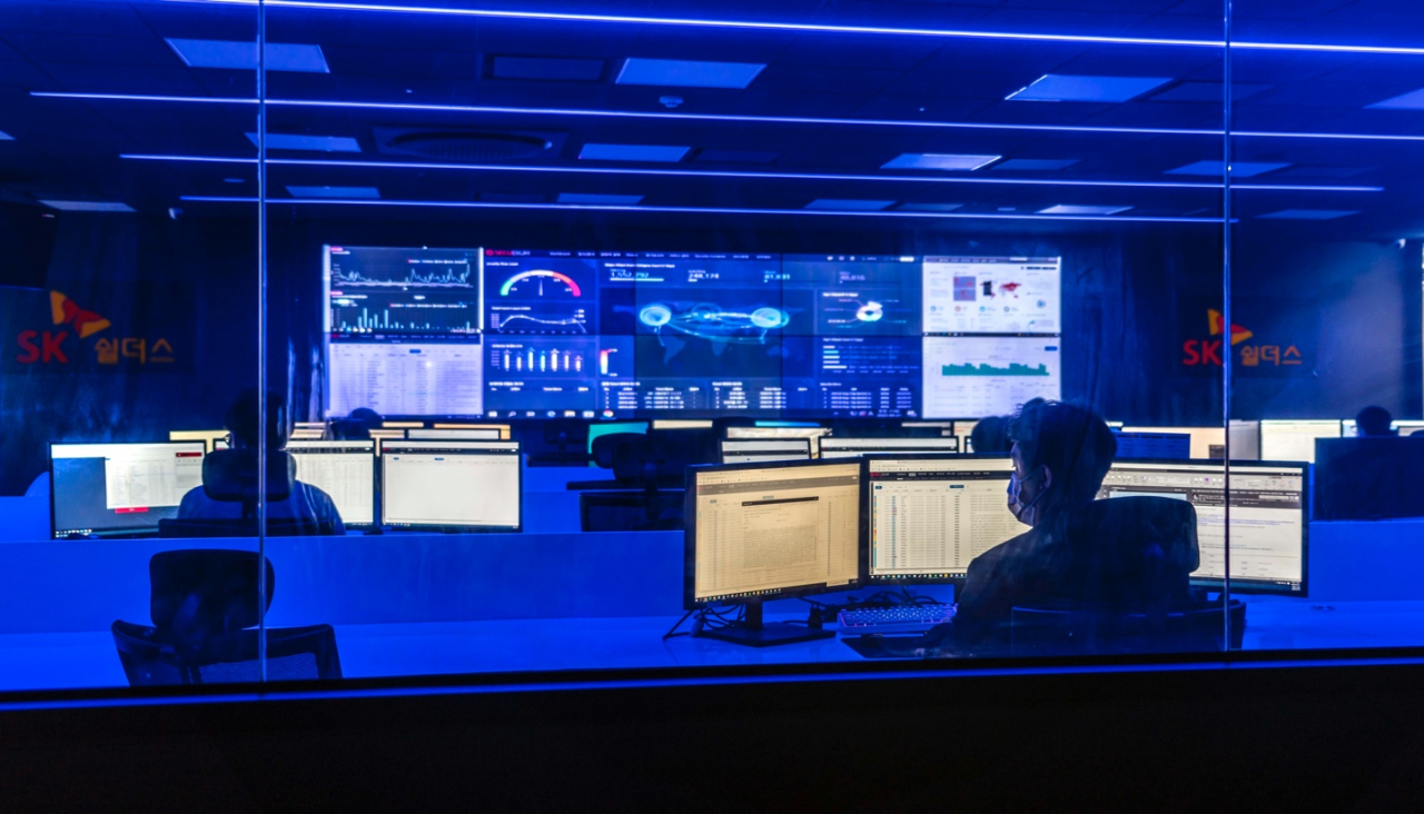 경기도 성남시 판교에 위치한 SK쉴더스 통합 보안 관제센터 ‘시큐디움 센터(Secudium Center)’ 모습. [SK쉴더스 제공]