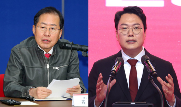 홍준표 대구시장(왼쪽), 천하람 국민의힘 당대표 후보(오른쪽)[연합]