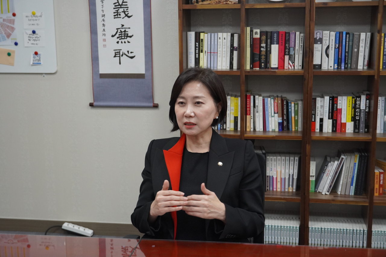 허은아 국민의힘 최고위원 후보가 지난 1일 국회 의원회관에서 헤럴드경제와 인터뷰하고 있다. [허은아 의원실 제공]