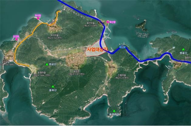 여수시 화정면 개도 위성 사진.