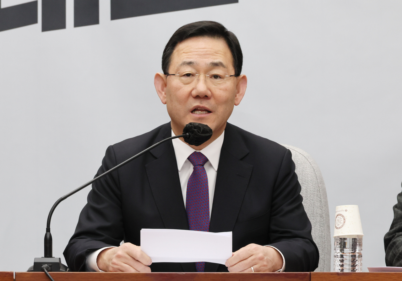 주호영 국민의힘 원내대표가 3일 오전 국회에서 열린 원내대책회의에서 발언하고 있다. [연합]