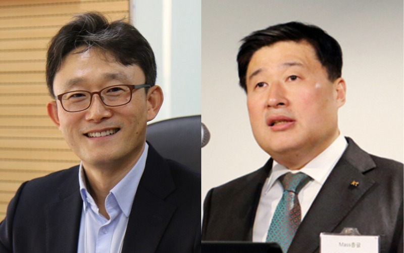 왼쪽부터 박윤영 전 KT 기업부문장(사장), 임헌문 전 KT 매스총괄(사장).