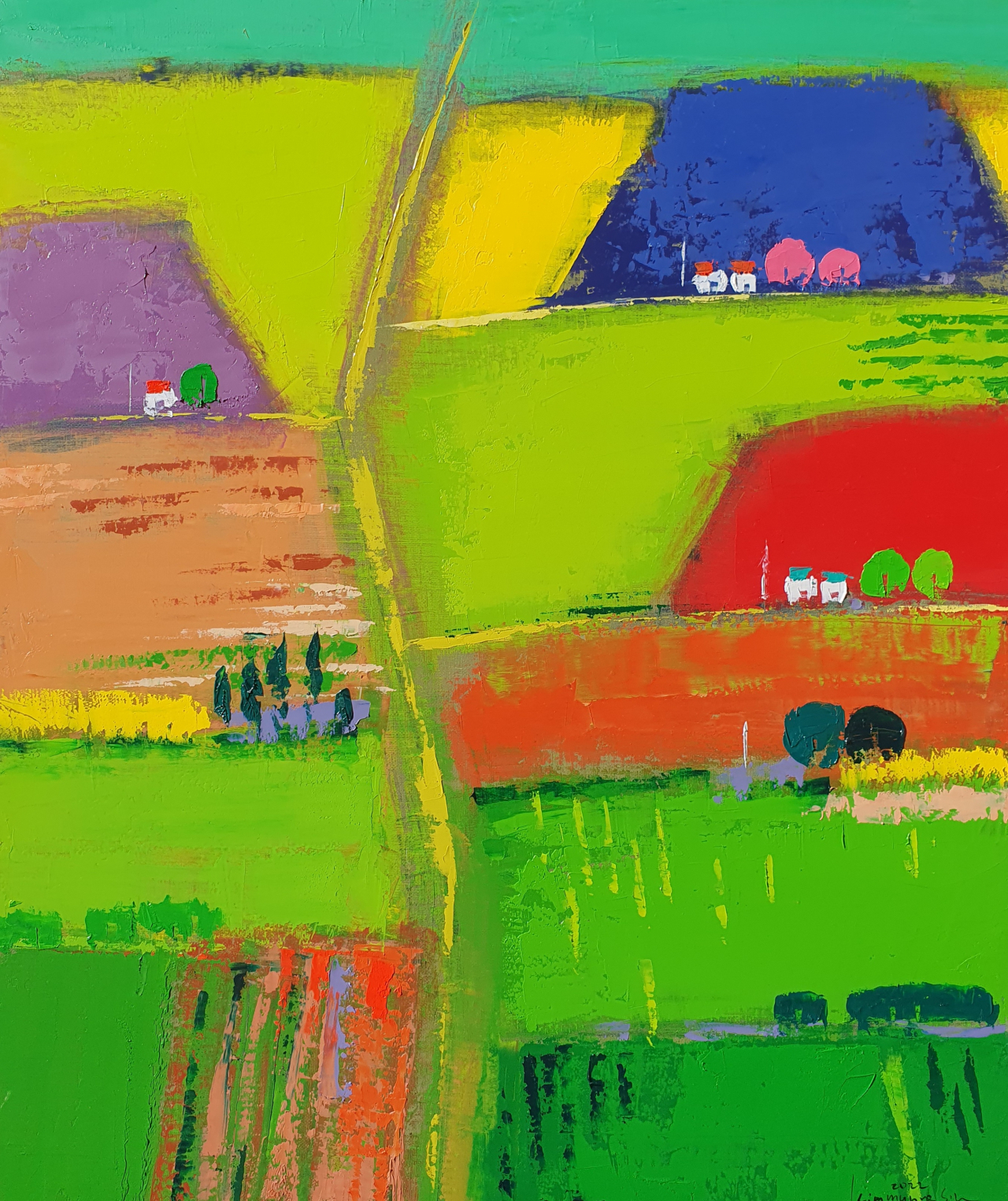 김명식, Countryside -JA09, 72.7x60.6cm, Oil on canvas, 2023 [청작화랑 제공]