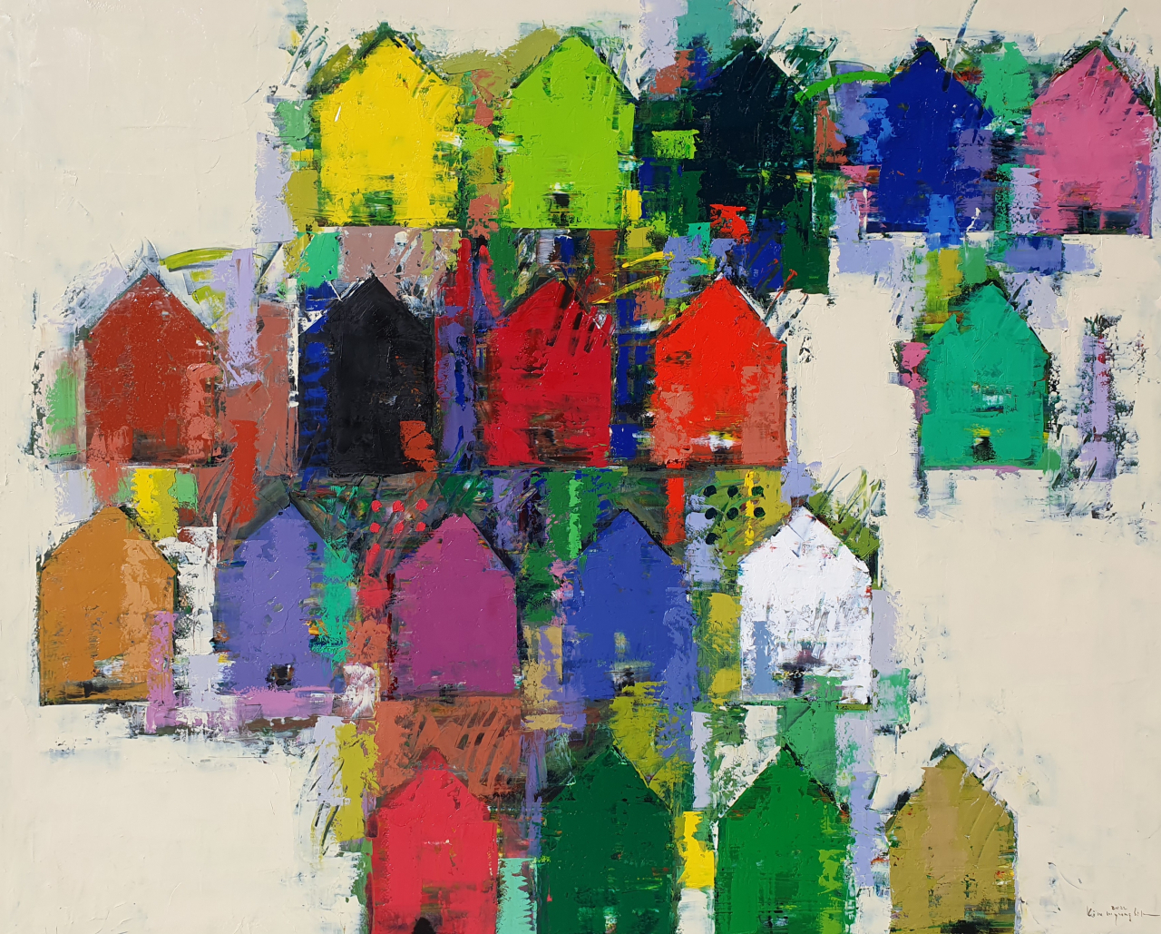 김명식, East Side-AU+1, 162.2x130.3cm, Oil on canvas, 2022 [청작화랑 제공]