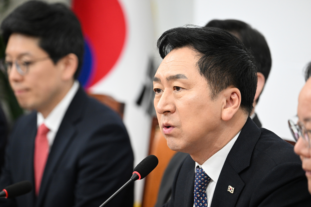 김기현 국민의힘 신임 당대표가 9일 오전 서울 영등포구 여의도 국회 본청에서 열린 최고위원회의에서 발언하고 있다. 임세준 기자