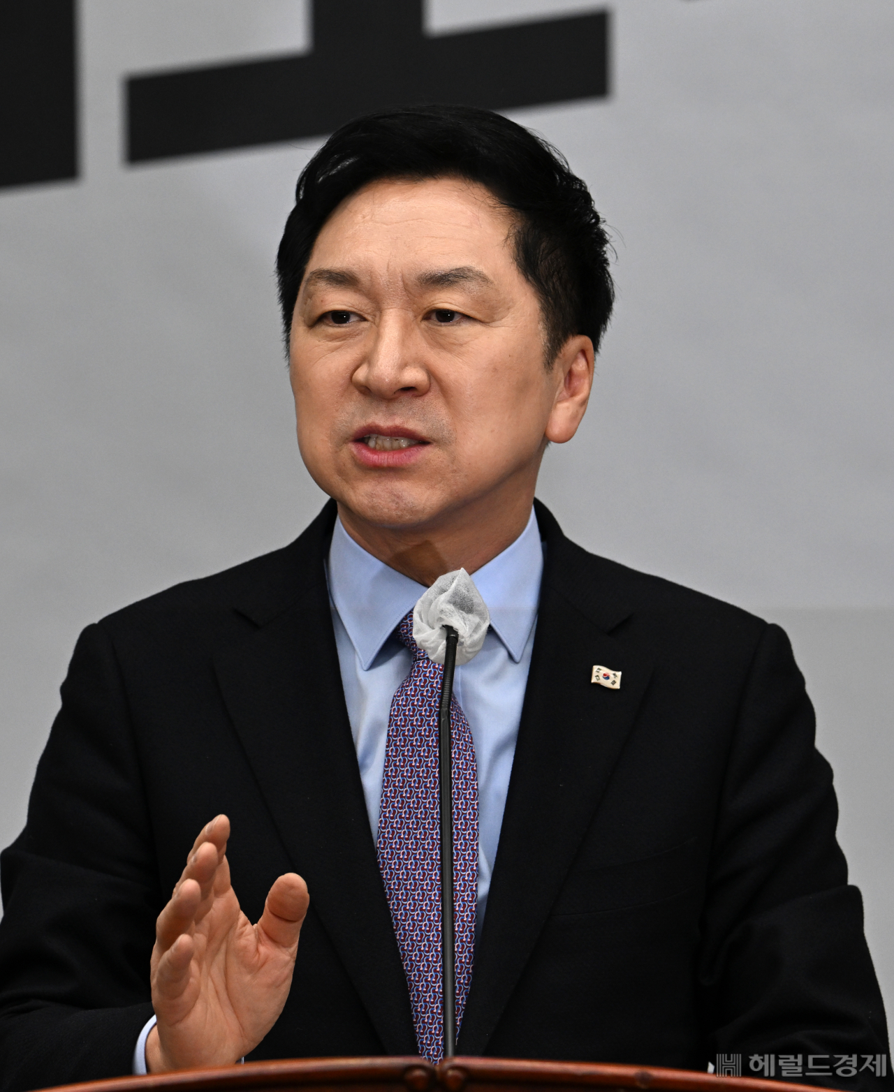 10일 서울 영등포구 여의도 국회에서 국민의힘 정책의원총회가 열려 김기현 대표가 발언하고 있다. 임세준 기자