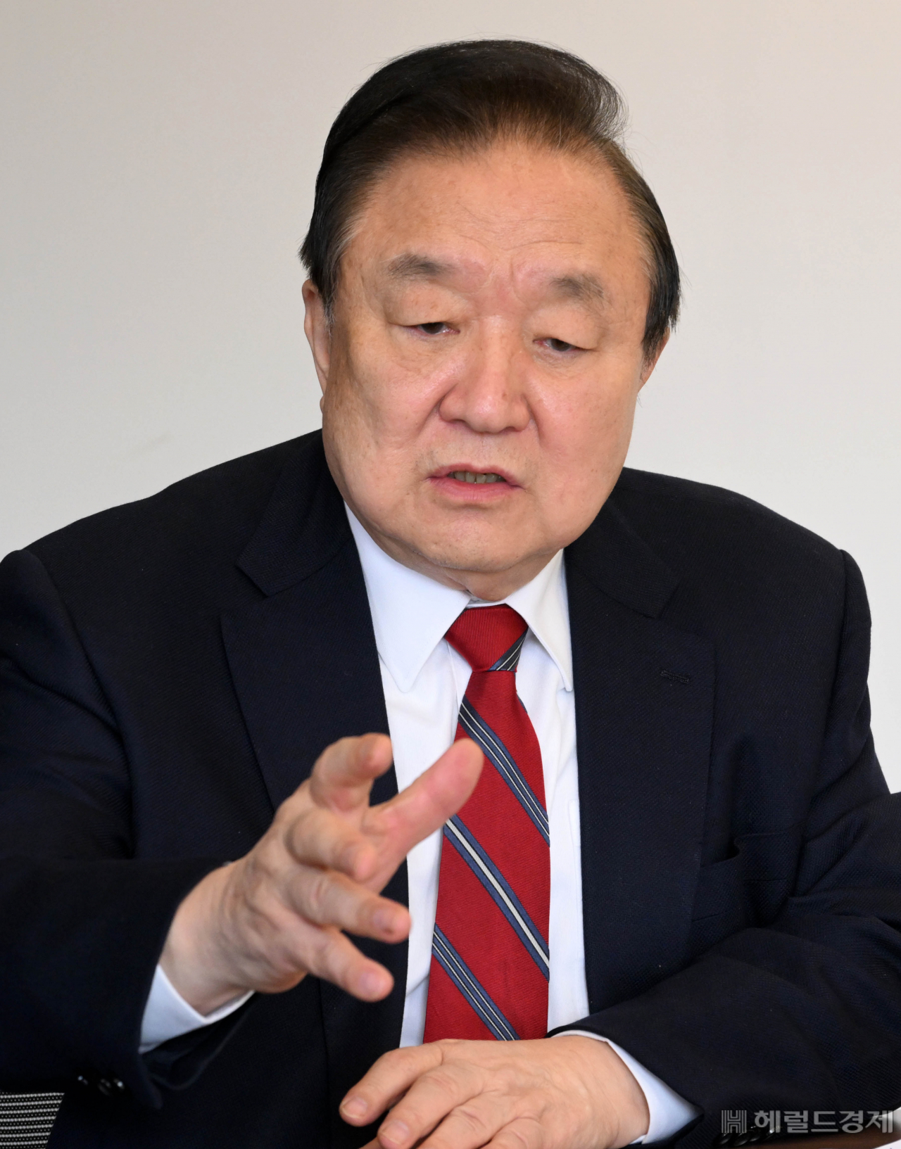 정대철 전 새천년민주당 대표최고위원이 지난달 23일 오후 서울 용산구 헤럴드스퀘어에서 열린 대담에서 발언을 하고 있다. 이상섭 기자