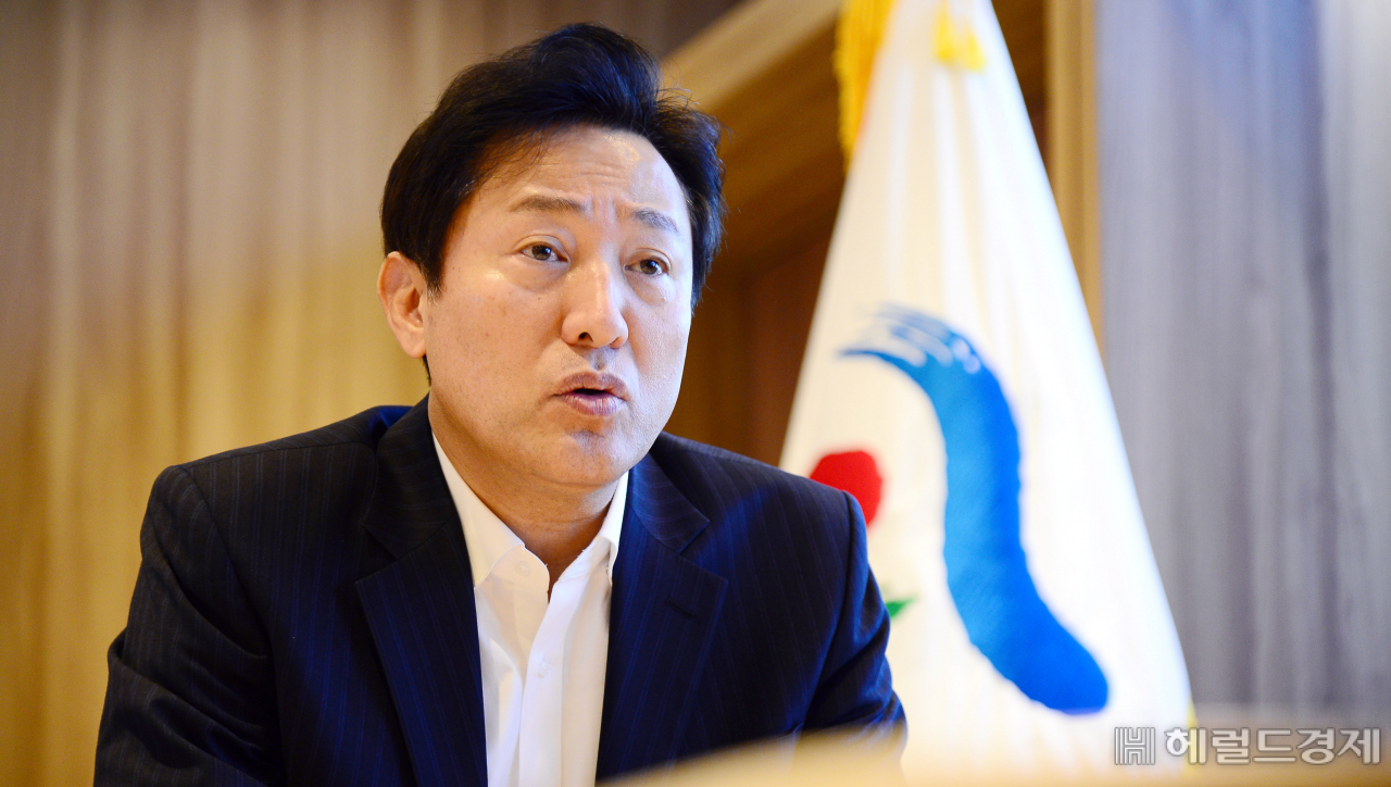 서울시청에서 오세훈 서울시장이 과거 헤럴드경제와 인터뷰를 진행할 당시의 사진. [사진=이상섭 기자]