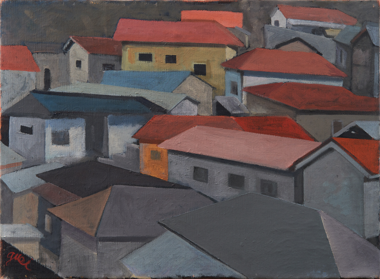 원계홍, 회색 지붕, 연도 미상, 캔버스에 유채, 33.3&times;45.3cm, ⓒ원계홍기념사업회, 사진 박성훈 [성곡미술관 제공]