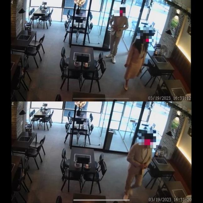 인천의 한 주점에서 4만4000원 어치 음식을 먹고 도주한 커플의 모습[온라인 커뮤니티]