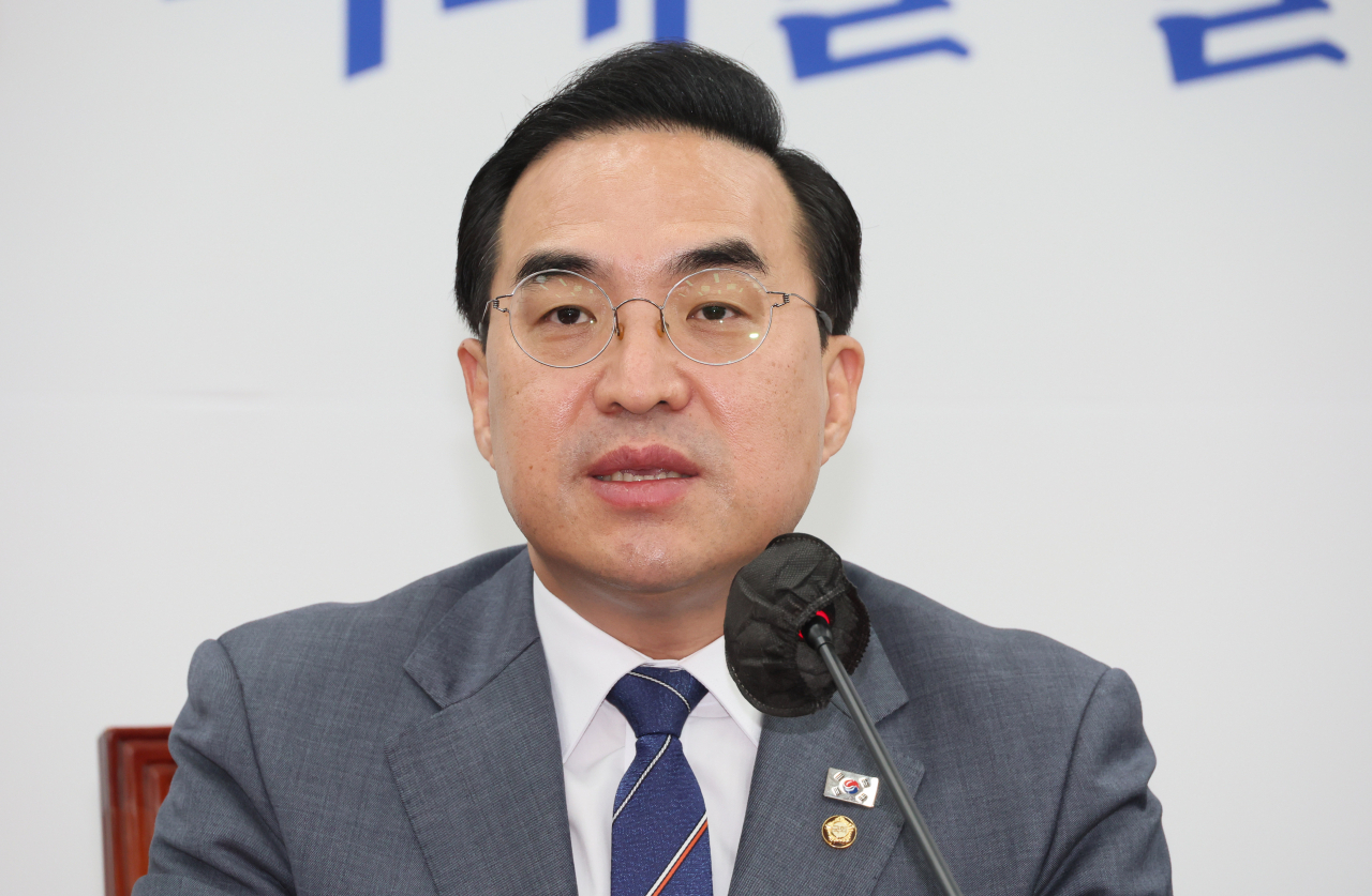 박홍근 더불어민주당 원내대표가 23일 오전 국회에서 열린 정책조정회의에서 발언하고 있다. 연합뉴스