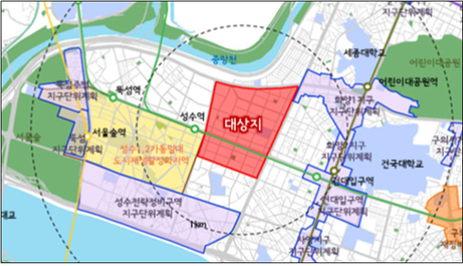 성수IT지구 내 부동산 취득세 50% 감면 대상지. [서울시 제공]