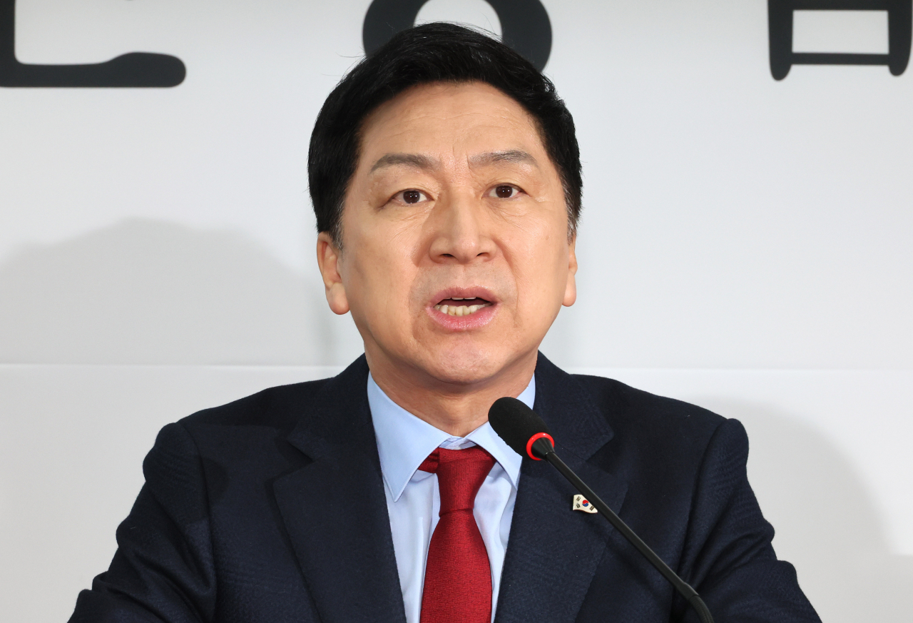 김기현 국민의힘 대표가 27일 오전 국회에서 열린 최고위원회의에서 발언하고 있다. [연합]