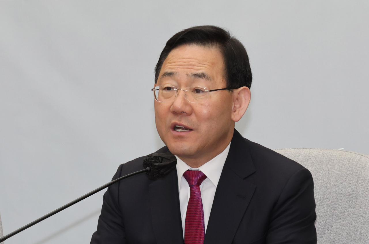 주호영 국민의힘 원내대표가 28일 오전 서울 여의도 국회에서 열린 원내대책회의에서 발언하고 있다. [연합]