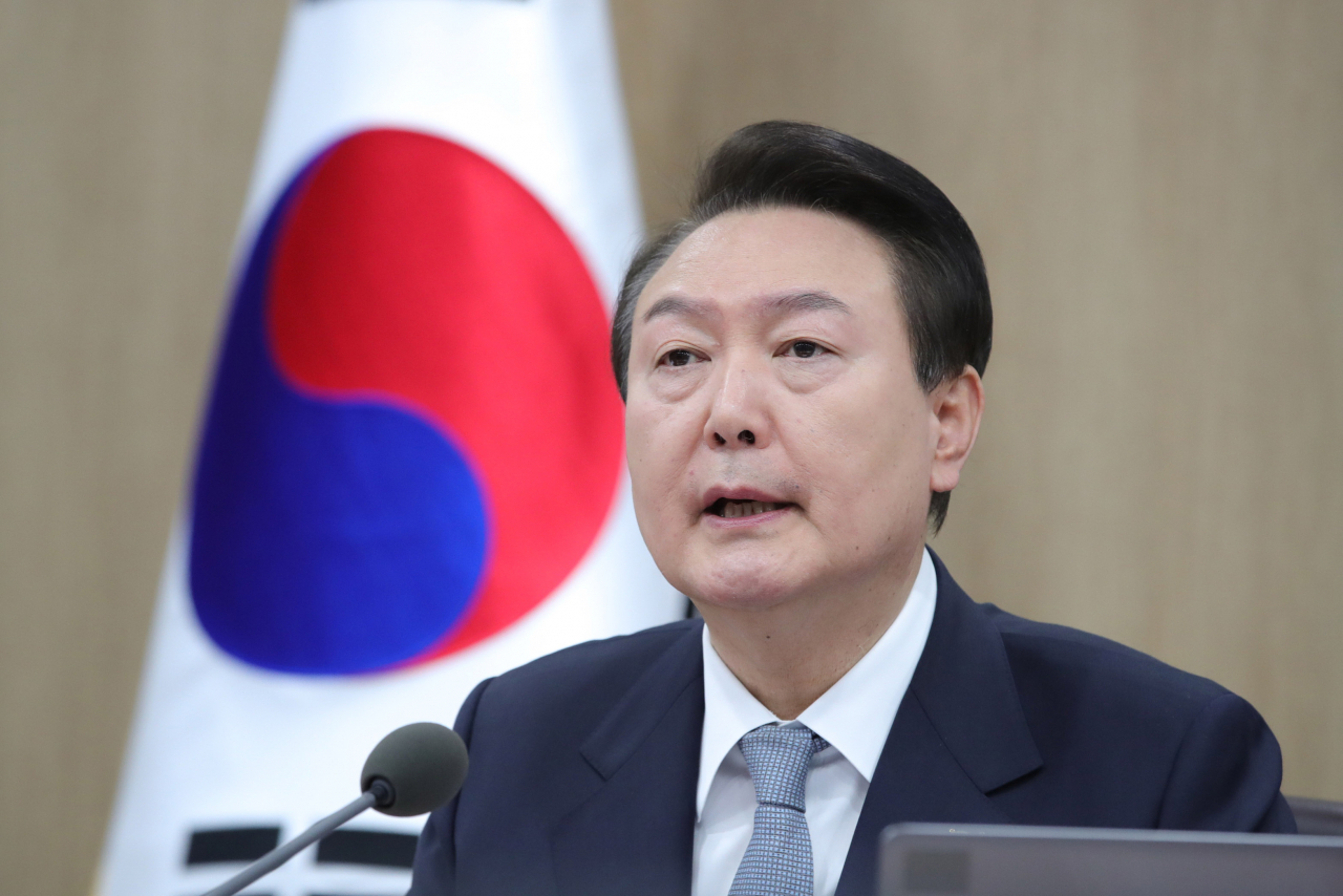 윤석열 대통령이 28일 서울 용산 대통령실 청사에서 열린 국무회의에서 발언하고 있다. [연합]