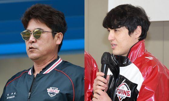 장정석(왼쪽) KIA 단장과 LG트윈스의 포수 박동원. [연합]