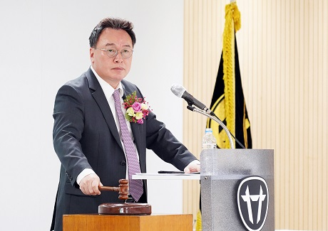 원유현 대동 대표이사가 30일 열린 주주총회를 진행하고 있다. 이날 주총에서 원 대표는 임기 3년의 대표이사로 재선임됐다. [대동 제공]