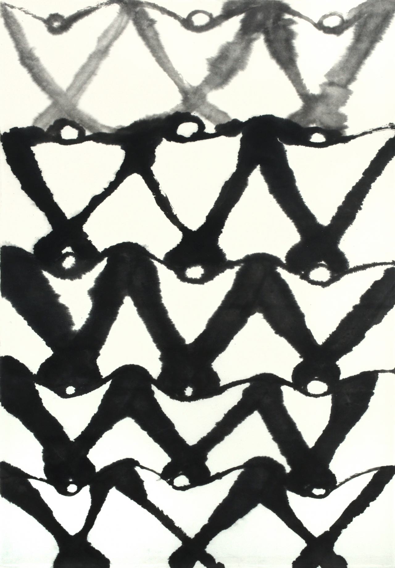 서세옥, 춤추는 사람들, 종이에 수묵, 160.3&times;111.5cm, 1997 [헤럴드옥션 제공]