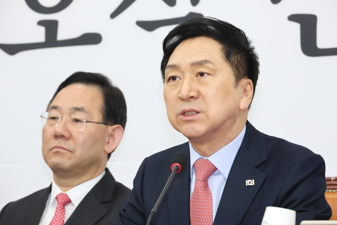 김기현 국민의힘 대표가 6일 오전 국회에서 열린 최고위원회의에서 발언하고 있다. [연합]