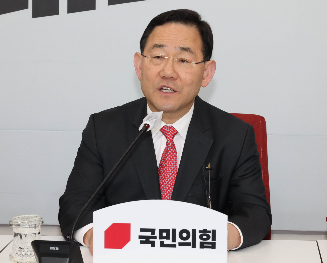 주호영 국민의힘 원내대표가 6일 국회에서 열린 퇴임 기자간담회에서 발언하고 있다. [연합]