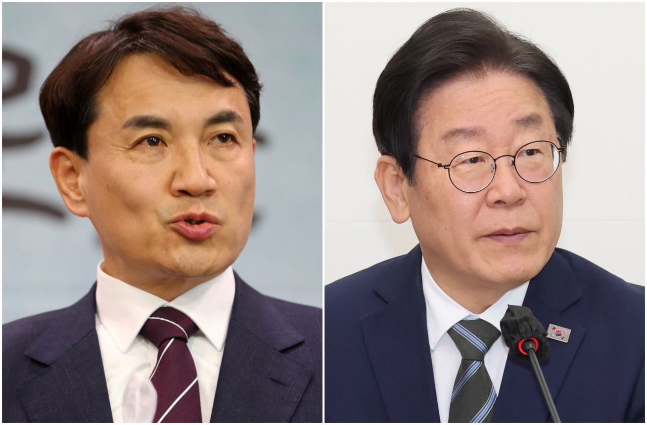 김진태 강원지사-이재명 더불어민주당 대표. [연합]