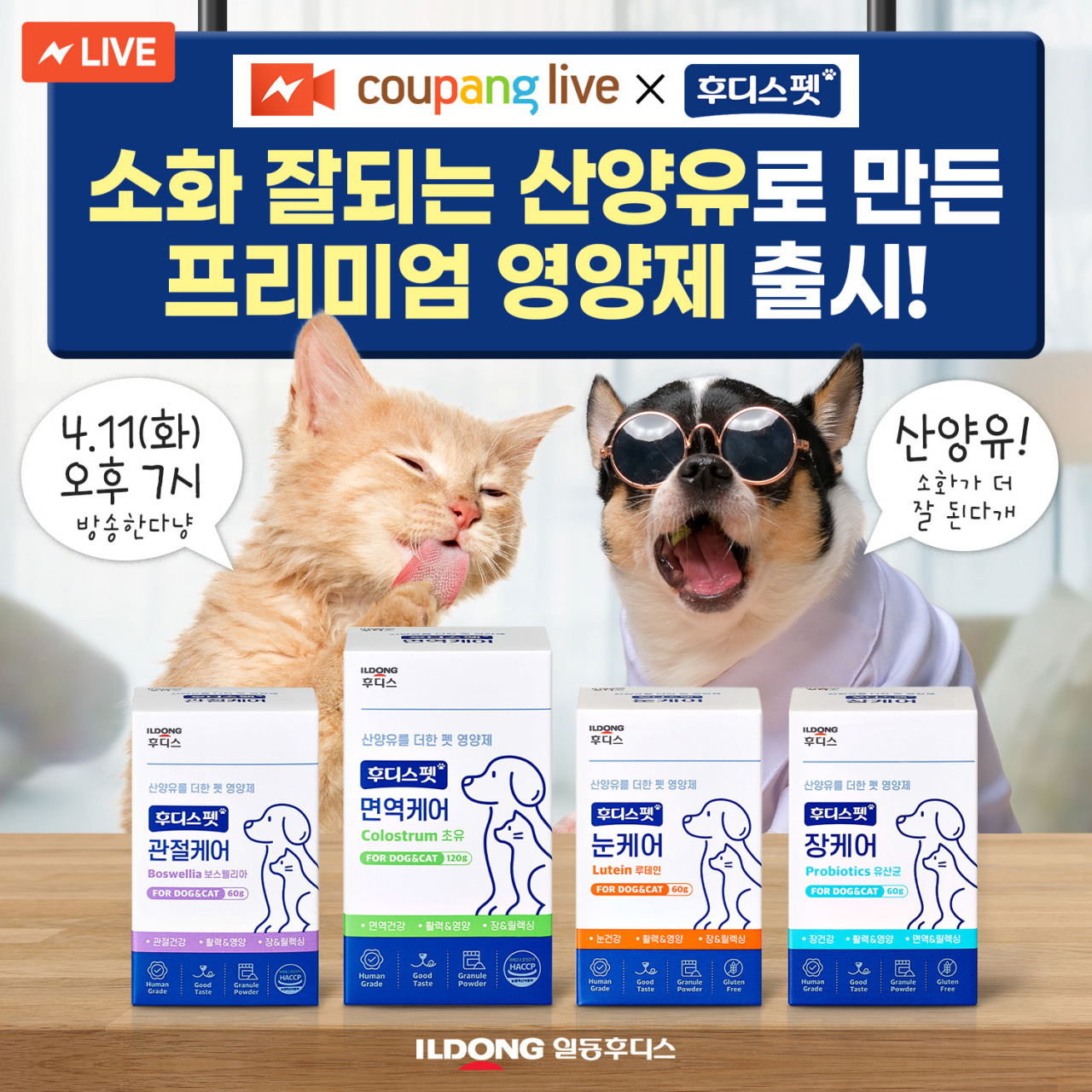 일동후디스, 산양유단백 함유 ‘후디스펫’ 4종 출시 [일동후디스 제공]