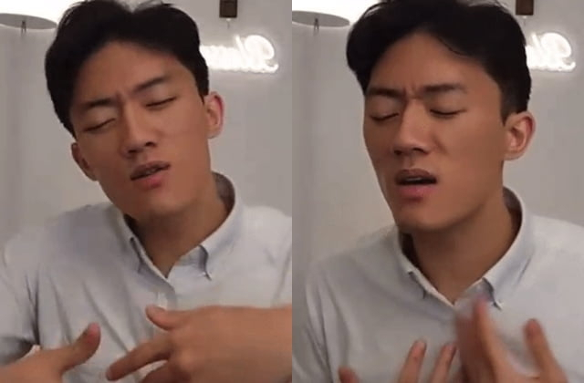 고(故) 전두환 전 대통령의 손자 전우원 씨가 자신의 새엄마인 박상아 씨를 흉내 내는 모습. [전우원 씨 인스타그램 캡처]
