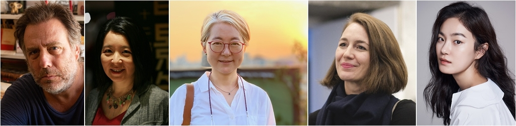 왼쪽부터 마리아노 지나스 감독, 매기 리 아시아 수석평론가,부지영 감독, 에리카 발솜 평론가, 옥자연 배우.[전주국제영화제 제공]