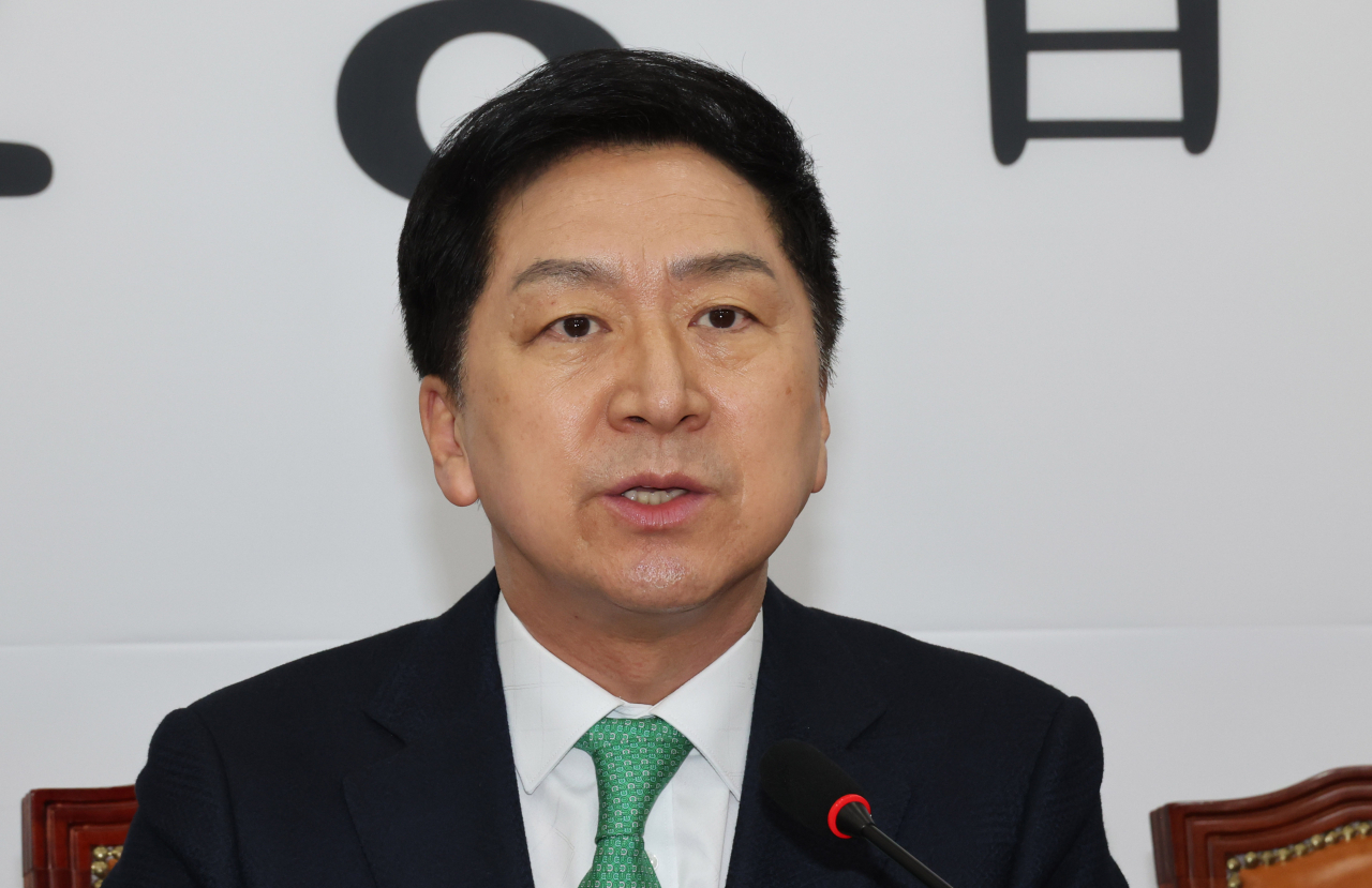 김기현 국민의힘 대표가 13일 오전 서울 여의도 국회에서 열린 최고위원회의에서 발언하고 있다. [연합]