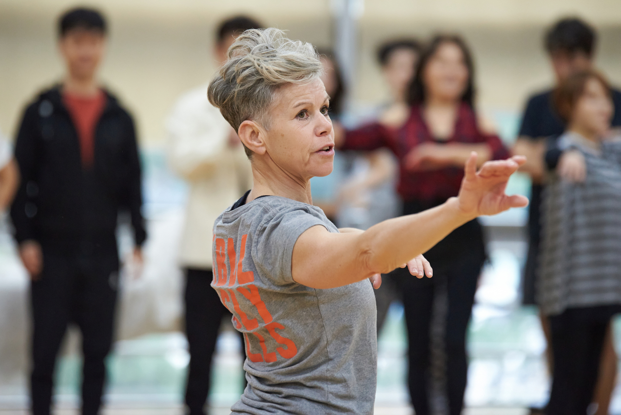 Associate choreographer Leah-Sue Morland participates in a rehearsal session for “Mamma Mia!” (Seensee Company)