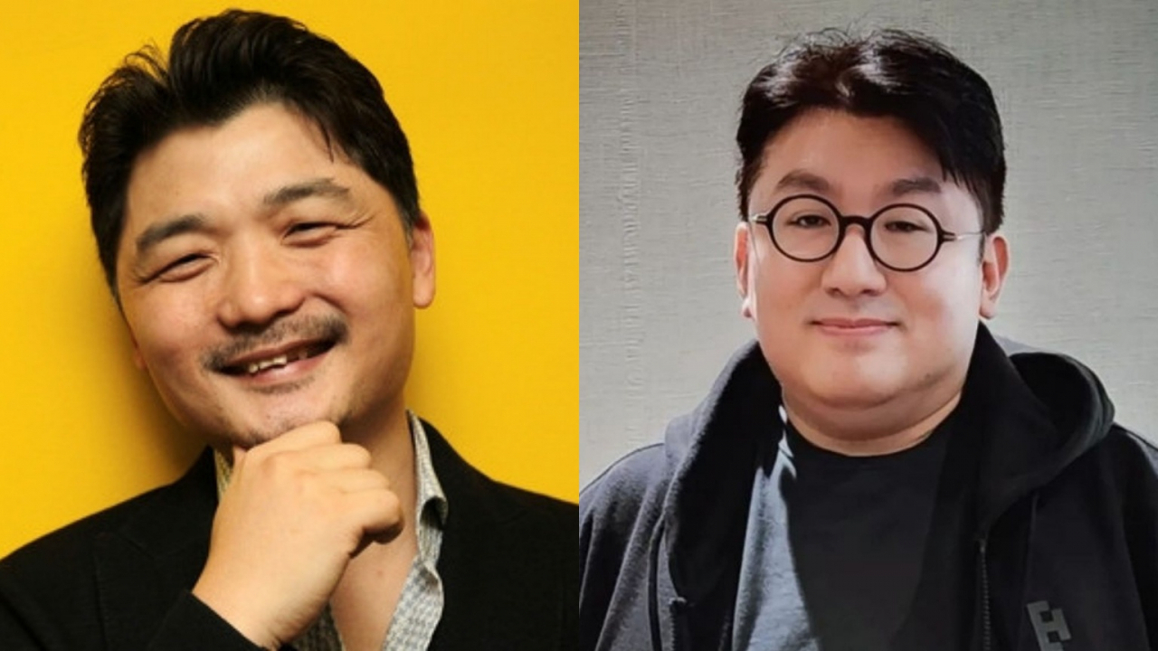 카카오 김범수 의장과 하이브 방시혁 의장 [헤럴드경제DB]