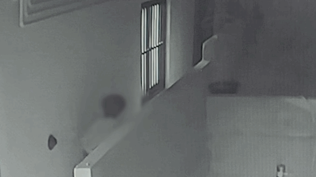 The CCTV footage shows the culprit opening an unlocked window on the first floor and spying into the dwelling. (Daejeon Metropolitan Police)