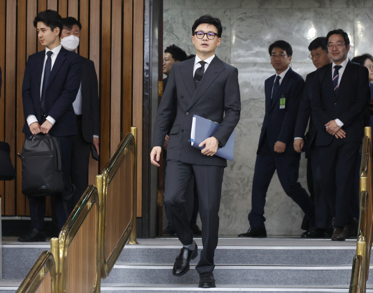 21일 국회에서 열린 '마약류 관리 종합대책' 당정협의회에 한동훈 법무부 장관이 참석하고 있다. [연합]