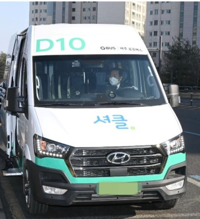 경기도 파주 운정 신도시에서 운영중인 수요응답형(DRT)버스.