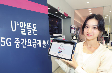 LG유플러스 모델이 U+알뜰폰 요금제를 소개하고 있다. [LG유플러스 제공]