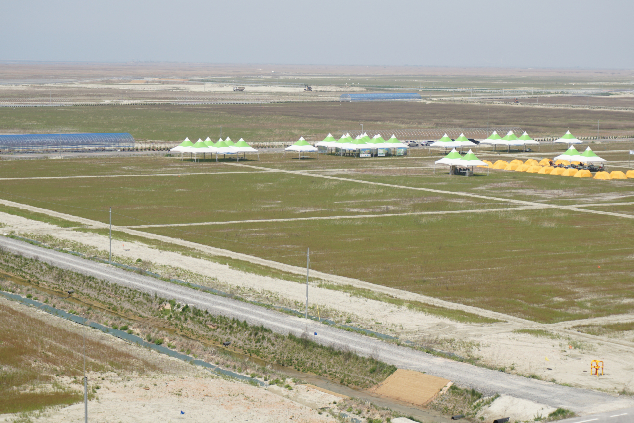 Tents for 40 people have been installed at the Jamboree site in the Saemanguem area to rehearse for the World Scout Jamboree. (Ministry of Gender Equality and Family)