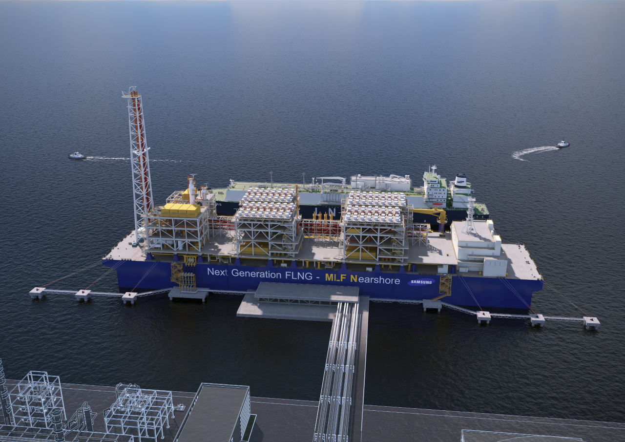 삼성중공업의 차세대 FLNG(부유식 액화천연가스 생산설비) 독자모델인 MLF-N의 모습. [삼성중공업 제공]