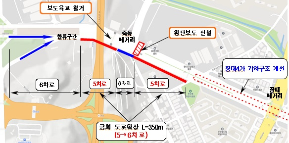 유성IC주변 한밭대로 확장 계획도