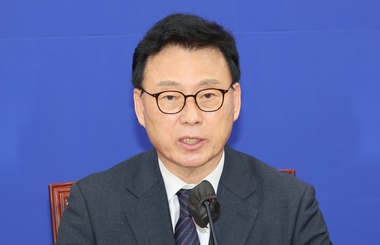 더불어민주당 박광온 원내대표가 4일 오전 서울 여의도 국회에서 열린 정책조정회의에서 발언하고 있다. [연합]