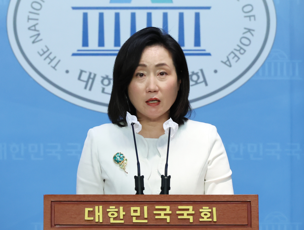 전주혜 국민의힘 원내대변인이 지난달 5일 오후 국회 소통관에서 민주당 김남국 의원의 60억 코인 보유 의혹과 관련해 논평하고 있다. [연합]