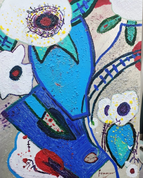 유경자 작가의 즐거운 편지(72.7x90.9cm)의 개인 초대전 작품.